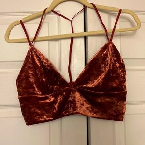 Marroon/Pink velour bralette